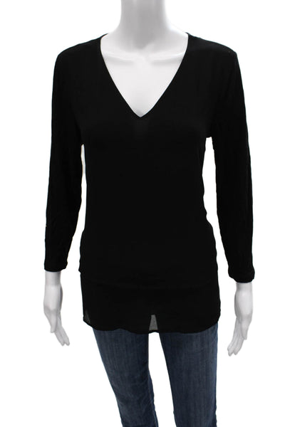 Michael Michael Kors Women Black V-Neck Tunic 3/4 Sleeve Polyester Size S