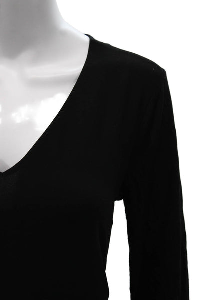 Michael Michael Kors Women Black V-Neck Tunic 3/4 Sleeve Polyester Size S