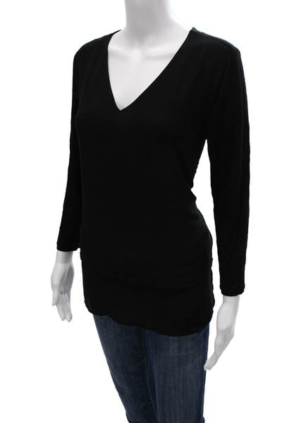 Michael Michael Kors Women Black V-Neck Tunic 3/4 Sleeve Polyester Size S