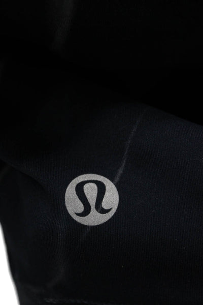 Lululemon Women Black Cropped Long Sleeve T-Shirt Striped Crew Neck Size 8