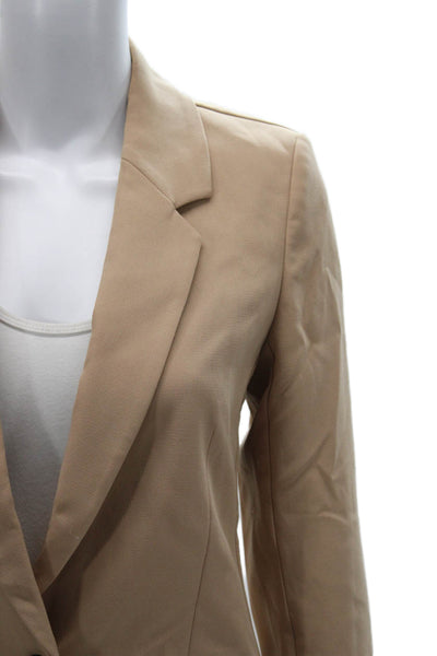 The Drop Womens Beige Blazer Long Sleeve Polyester Buttoned Size 2XS