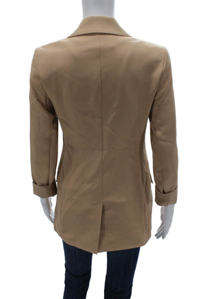 The Drop Womens Beige Blazer Long Sleeve Polyester Buttoned Size 2XS
