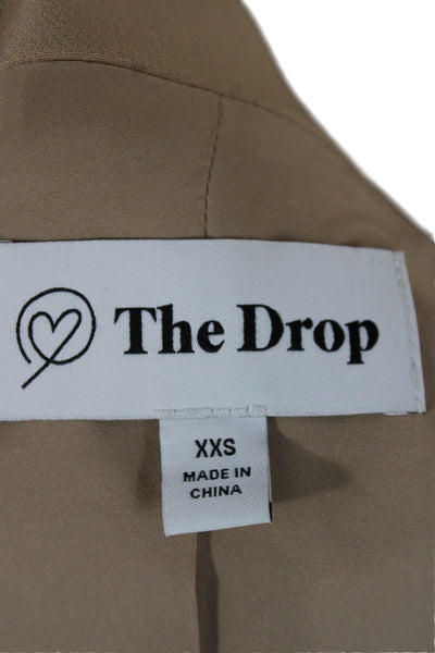 The Drop Womens Beige Blazer Long Sleeve Polyester Buttoned Size 2XS
