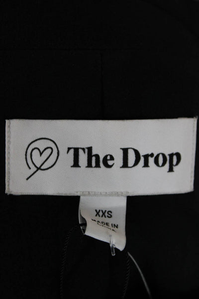 The Drop Womens Black Blazer Long Sleeve Polyester Blend Size 2XS