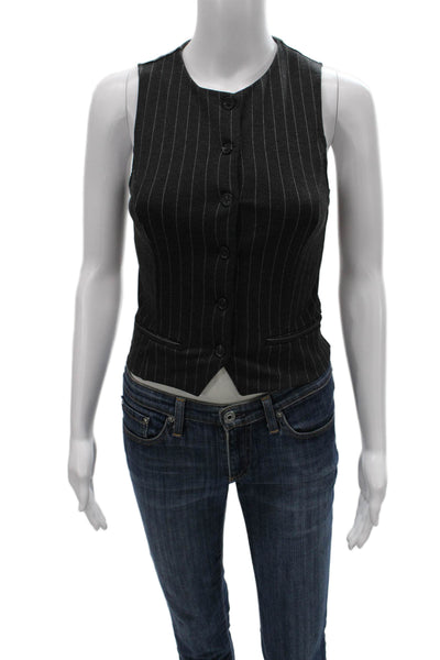 MNG Womens Sleeveless Striped Button Polyester Vest Size 2XS