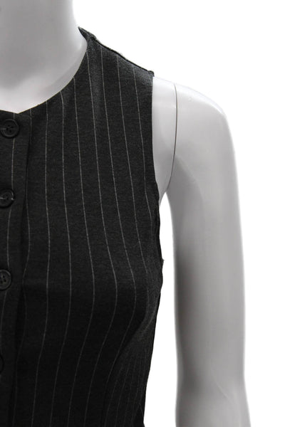 MNG Womens Sleeveless Striped Button Polyester Vest Size 2XS
