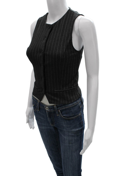 MNG Womens Sleeveless Striped Button Polyester Vest Size 2XS