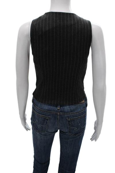 MNG Womens Sleeveless Striped Button Polyester Vest Size 2XS
