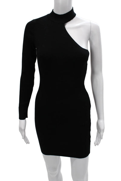 Seek The Label Womens Bodycon Black Viscose Long Sleeve High Neck Dress Size S
