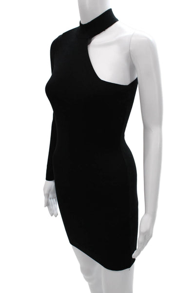 Seek The Label Womens Bodycon Black Viscose Long Sleeve High Neck Dress Size S