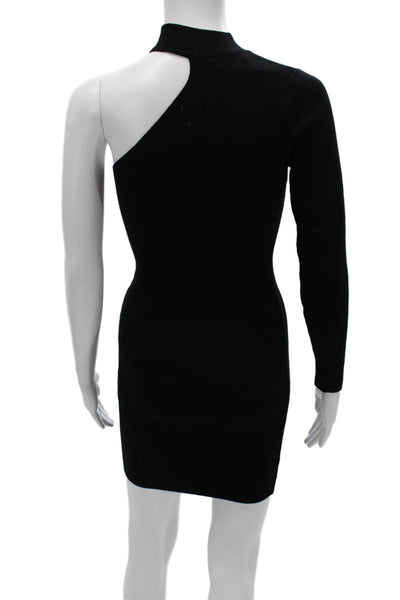 Seek The Label Womens Bodycon Black Viscose Long Sleeve High Neck Dress Size S