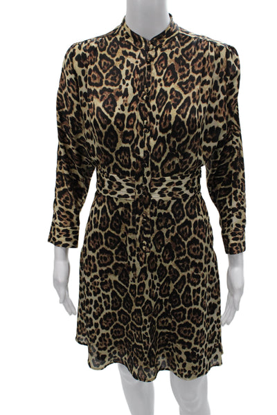 Equipment Femme Womens Collared Long Sleeve Shirt Dress Multicolor Size 0