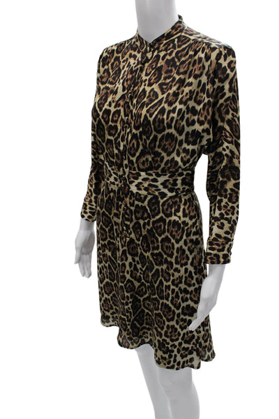 Equipment Femme Womens Collared Long Sleeve Shirt Dress Multicolor Size 0
