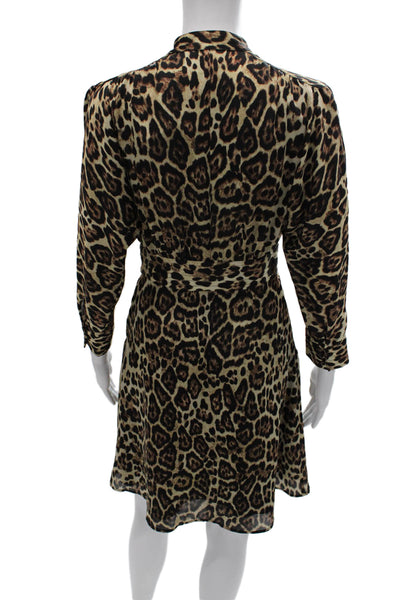 Equipment Femme Womens Collared Long Sleeve Shirt Dress Multicolor Size 0