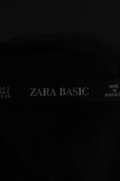 Zara Women Shift Dress Black Geometric Short Sleeve Size S