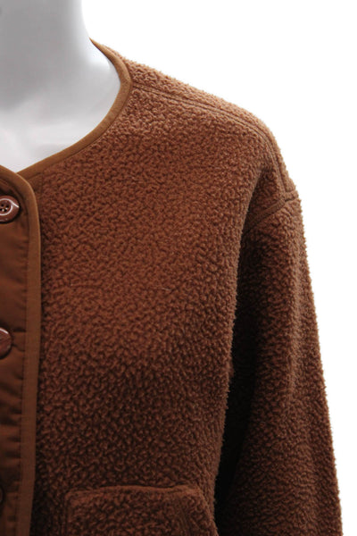 Everlane Women Basic Jacket Brown Polyester Long Sleeve Button Size XS