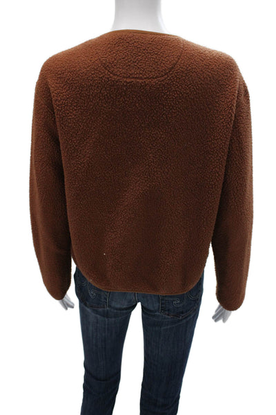 Everlane Women Basic Jacket Brown Polyester Long Sleeve Button Size XS