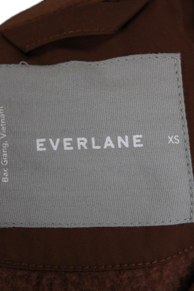 Everlane Women Basic Jacket Brown Polyester Long Sleeve Button Size XS