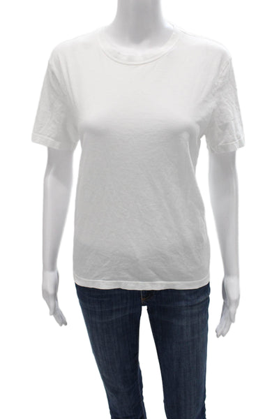 Zara Women Basic White Cotton Crew Neck Short Sleeve T-Shirt Size L