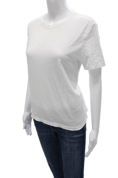 Zara Women Basic White Cotton Crew Neck Short Sleeve T-Shirt Size L