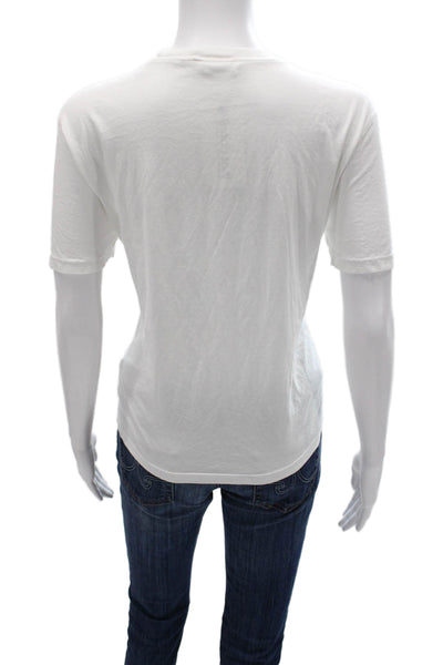 Zara Women Basic White Cotton Crew Neck Short Sleeve T-Shirt Size L