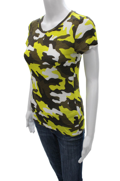 Michael Michael Kors Womens Basic T-Shirt Yellow Camo Short Sleeve Size XS