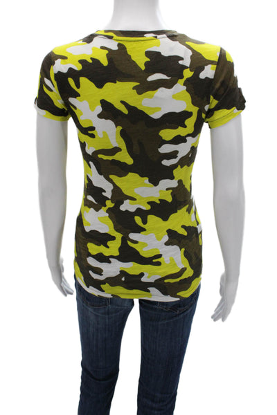 Michael Michael Kors Womens Basic T-Shirt Yellow Camo Short Sleeve Size XS