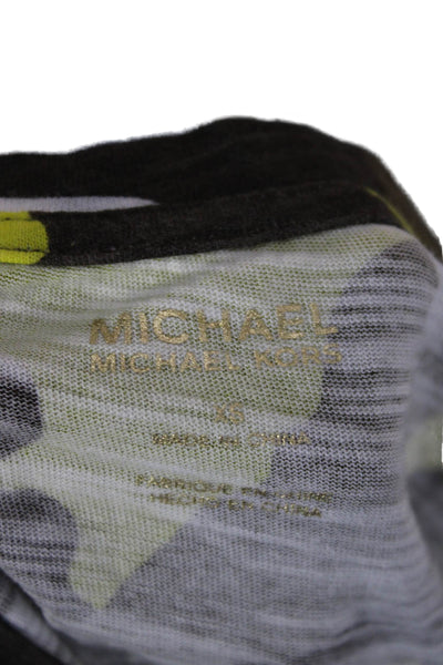 Michael Michael Kors Womens Basic T-Shirt Yellow Camo Short Sleeve Size XS