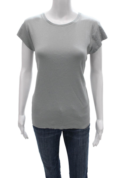 Zara Women Basic Gray Cotton Short Sleeve T-Shirt Size L