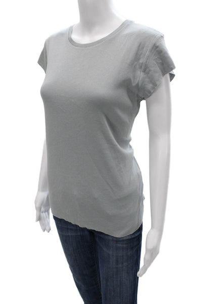 Zara Women Basic Gray Cotton Short Sleeve T-Shirt Size L