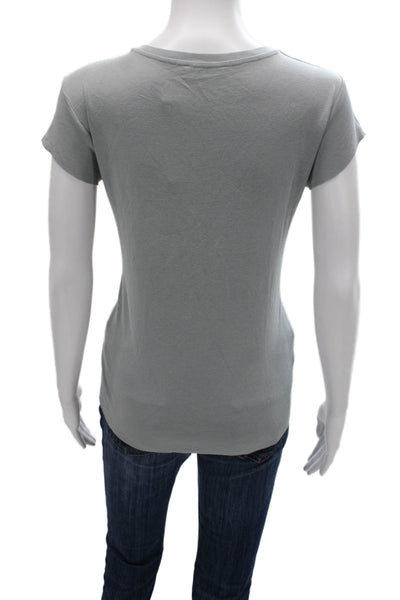 Zara Women Basic Gray Cotton Short Sleeve T-Shirt Size L