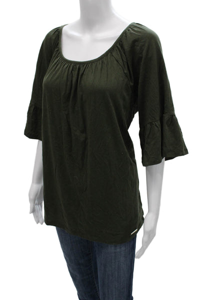 Michael Michael Kors Women Green Scoop Neck Tunic Blouse 3/4 Sleeve Size 0X