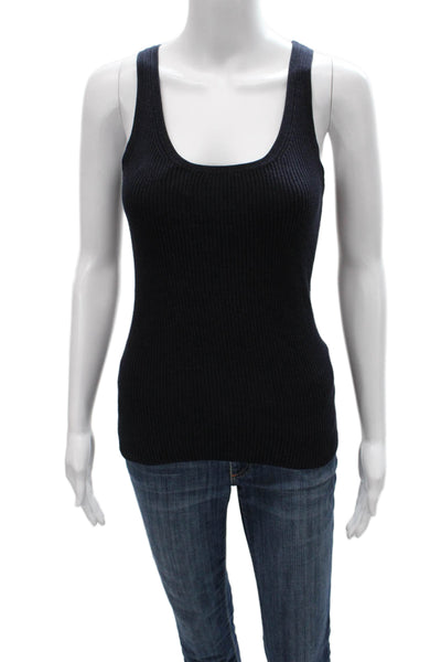 Michael Michael Kors Women Black Basic Tank Cotton Scoop Neck Size S