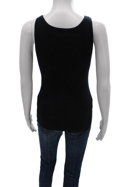 Michael Michael Kors Women Black Basic Tank Cotton Scoop Neck Size S