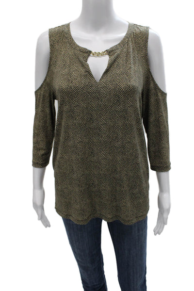 Michael Michael Kors Womens 3/4 Sleeve V-Neck Tunic Animal Print Size S