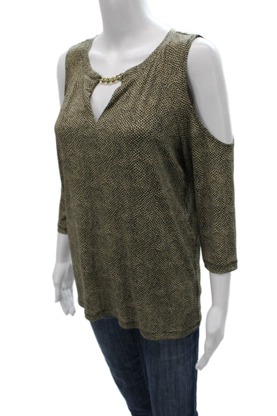Michael Michael Kors Womens 3/4 Sleeve V-Neck Tunic Animal Print Size S