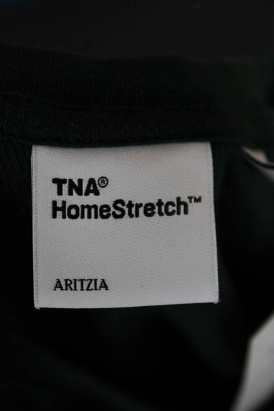 TNA Womens Basic Cotton Long Sleeve Crew Neck T-Shirt Green Size S