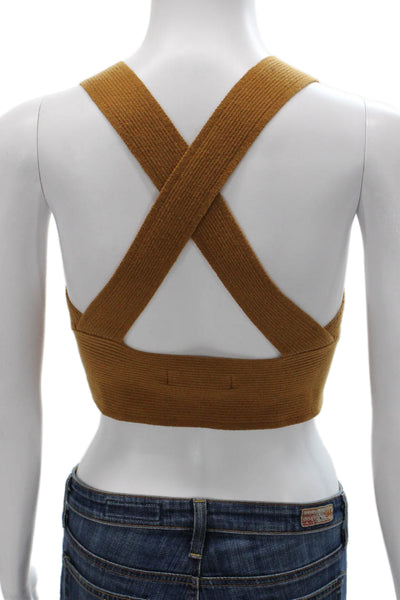Everlane Women Cropped Organic Cotton V Neck Sleeveless Tank Brown Size S