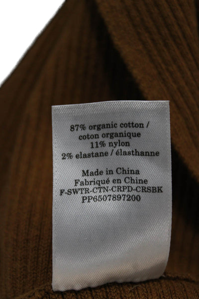 Everlane Women Cropped Organic Cotton V Neck Sleeveless Tank Brown Size S