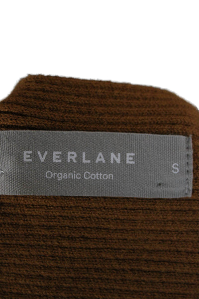 Everlane Women Cropped Organic Cotton V Neck Sleeveless Tank Brown Size S