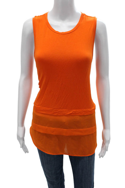 Michael Michael Kors Women Sleeveless Tunic Tank Orange Round Neck Size M