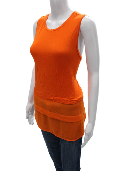 Michael Michael Kors Women Sleeveless Tunic Tank Orange Round Neck Size M