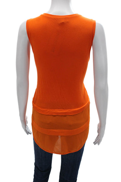 Michael Michael Kors Women Sleeveless Tunic Tank Orange Round Neck Size M