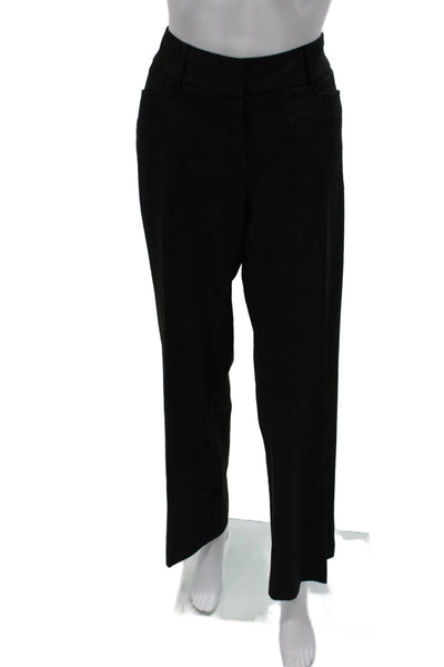 Michael Michael Kors Womens Striped Dress Pants Black Zip Polyester Size 8