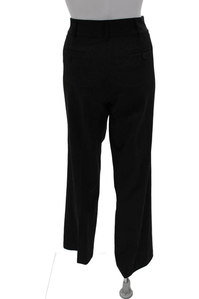 Michael Michael Kors Womens Striped Dress Pants Black Zip Polyester Size 8