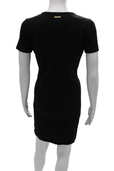 Michael Michael Kors Women Black T-Shirt Dress Animal Print Size XS
