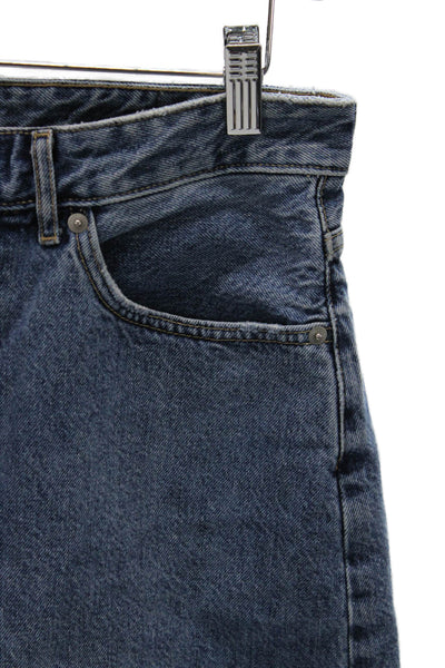 Everlane Womens Cut-Off Shorts Blue Organic Cotton Button Size 29