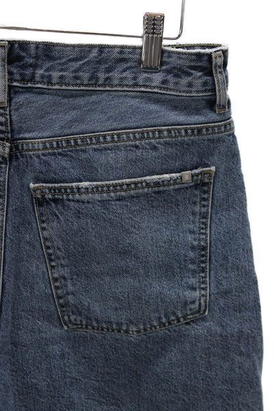 Everlane Womens Cut-Off Shorts Blue Organic Cotton Button Size 29