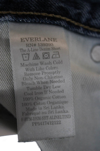 Everlane Womens Cut-Off Shorts Blue Organic Cotton Button Size 29