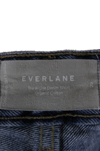 Everlane Womens Cut-Off Shorts Blue Organic Cotton Button Size 29